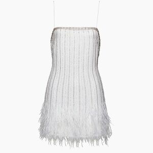 Retrofete White Feather Mini Dress